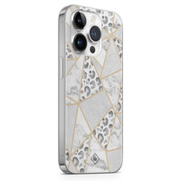 Casimoda iPhone 14 Pro Max siliconen hoesje - Stone & leopard print