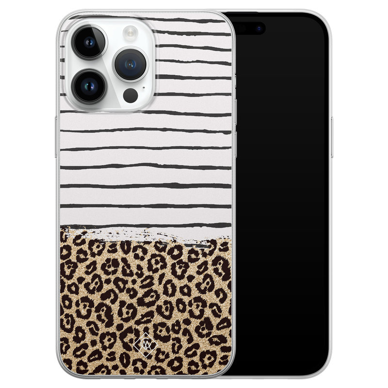 Casimoda iPhone 14 Pro Max siliconen hoesje - Leopard lines