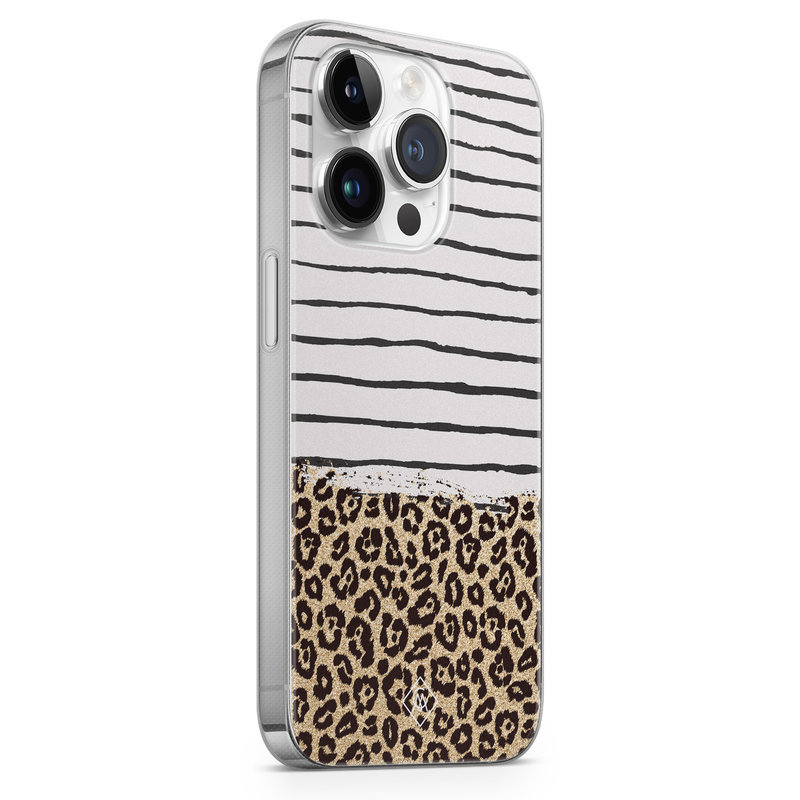 Casimoda iPhone 14 Pro Max siliconen hoesje - Leopard lines