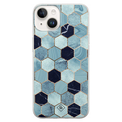 Casimoda iPhone 14 siliconen hoesje - Blue cubes