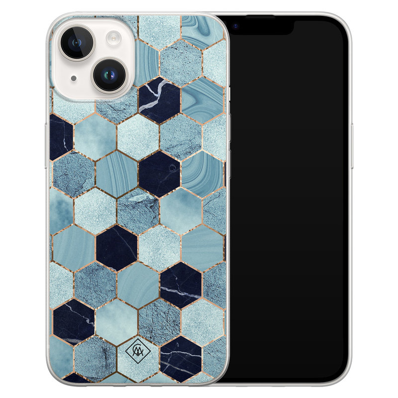Casimoda iPhone 14 siliconen hoesje - Blue cubes