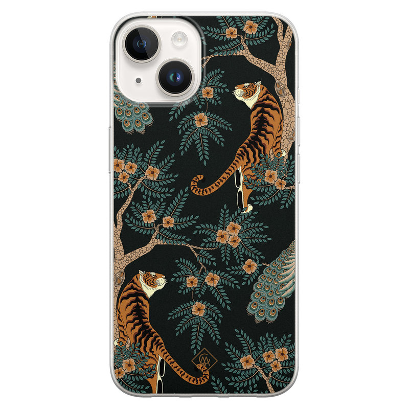 Casimoda iPhone 14 siliconen hoesje - Tijger jungle