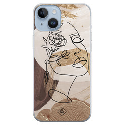 Casimoda iPhone 14 Plus siliconen hoesje - Abstract gezicht bruin