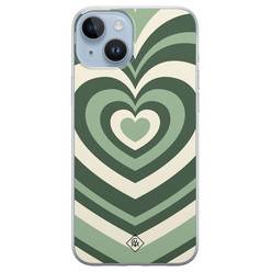 Casimoda iPhone 14 Plus siliconen hoesje - Groen hart swirl