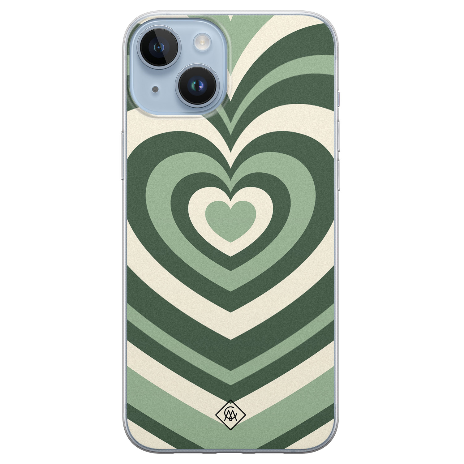 iPhone 14 Plus siliconen hoesje - Groen hart swirl
