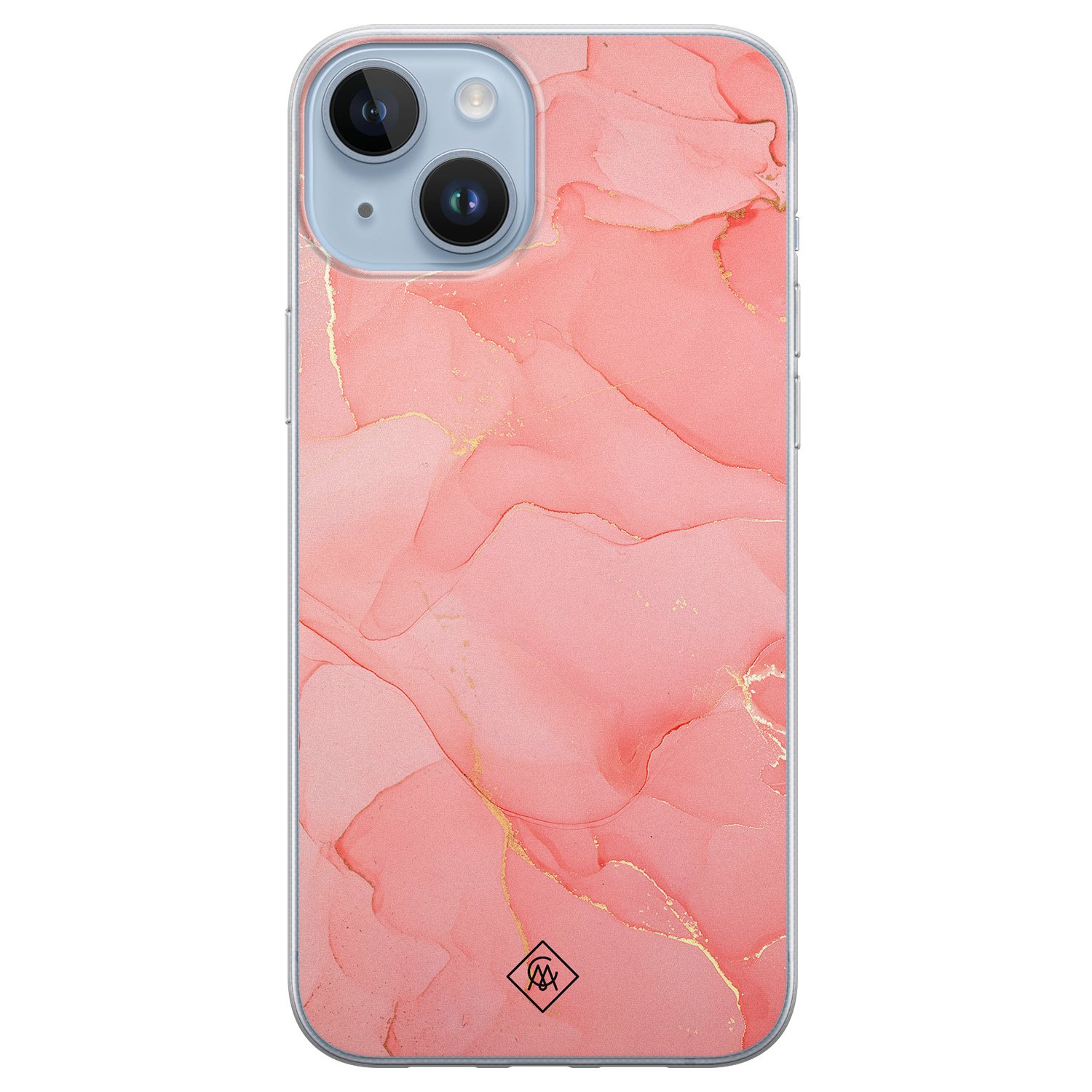 iPhone 14 Plus siliconen hoesje - Marmer roze