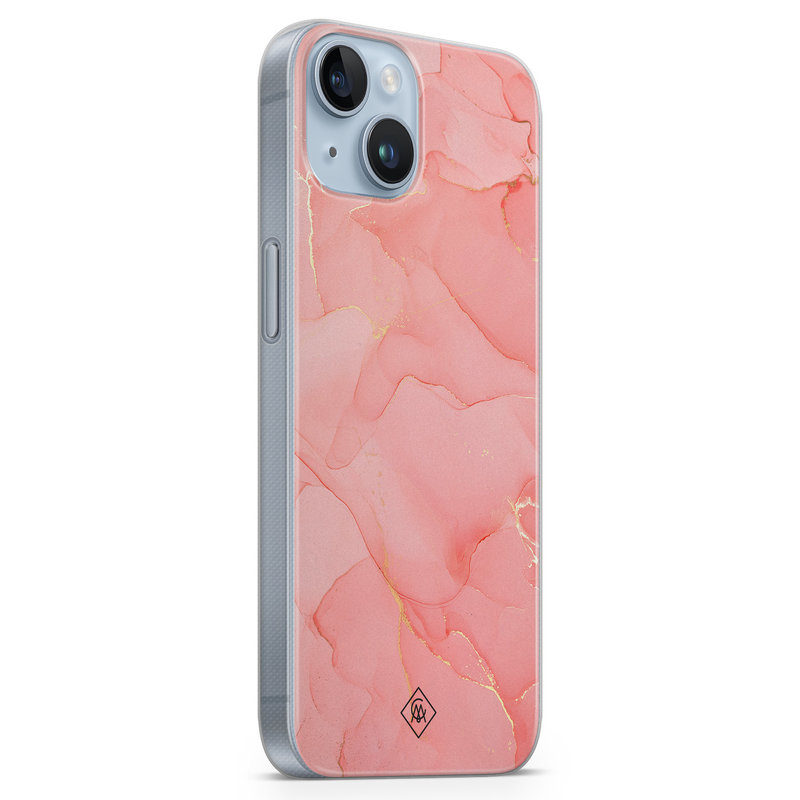 Casimoda iPhone 14 Plus siliconen hoesje - Marmer roze