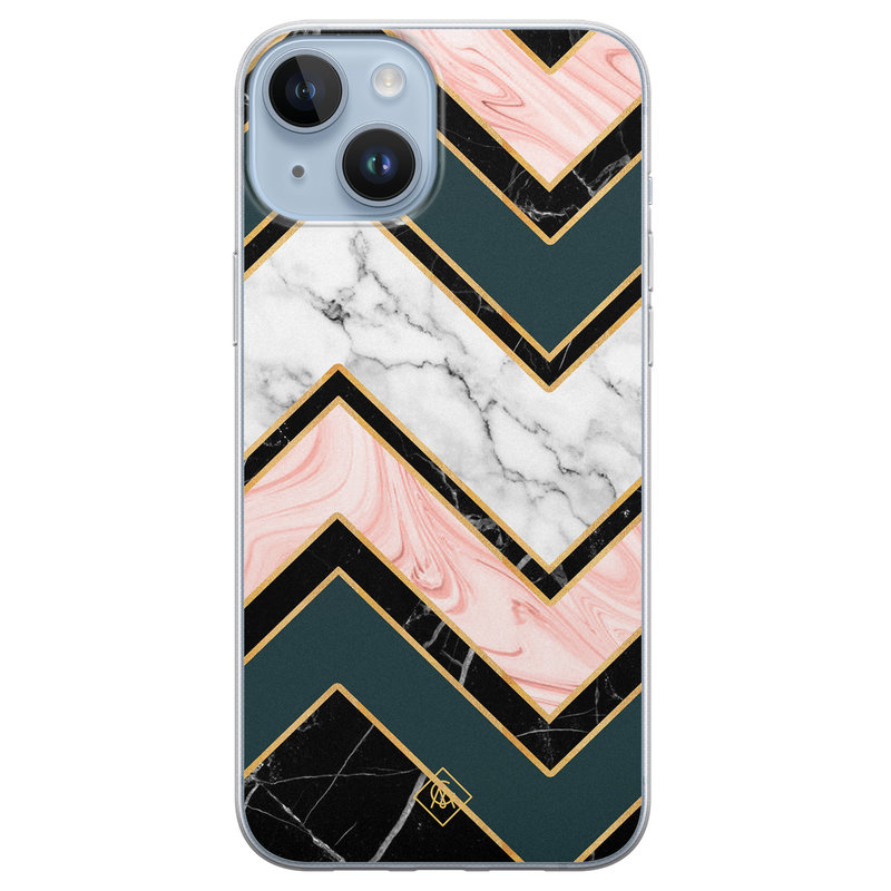 Casimoda iPhone 14 Plus siliconen hoesje - Marmer triangles