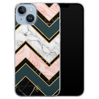 Casimoda iPhone 14 Plus siliconen hoesje - Marmer triangles