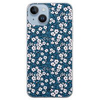 Casimoda iPhone 14 Plus siliconen hoesje - Bloemen blauw