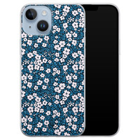 Casimoda iPhone 14 Plus siliconen hoesje - Bloemen blauw