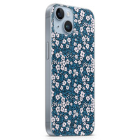 Casimoda iPhone 14 Plus siliconen hoesje - Bloemen blauw