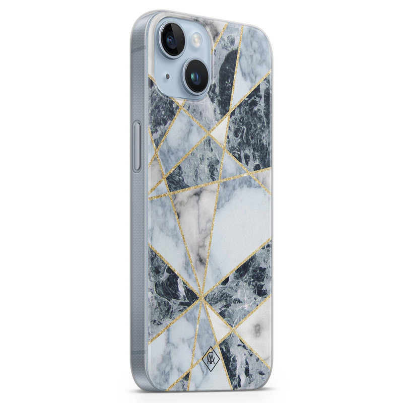 Casimoda iPhone 14 Plus siliconen hoesje - Marmer blauw