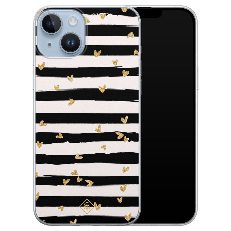 Casimoda iPhone 14 Plus siliconen hoesje - Hart streepjes