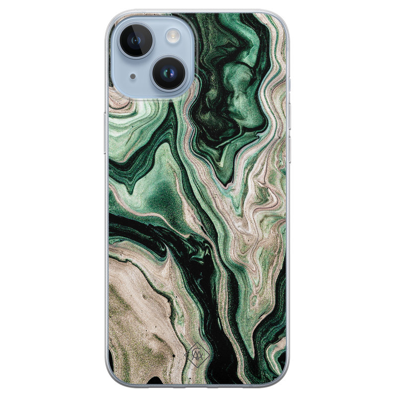 Casimoda iPhone 14 Plus siliconen hoesje - Green waves