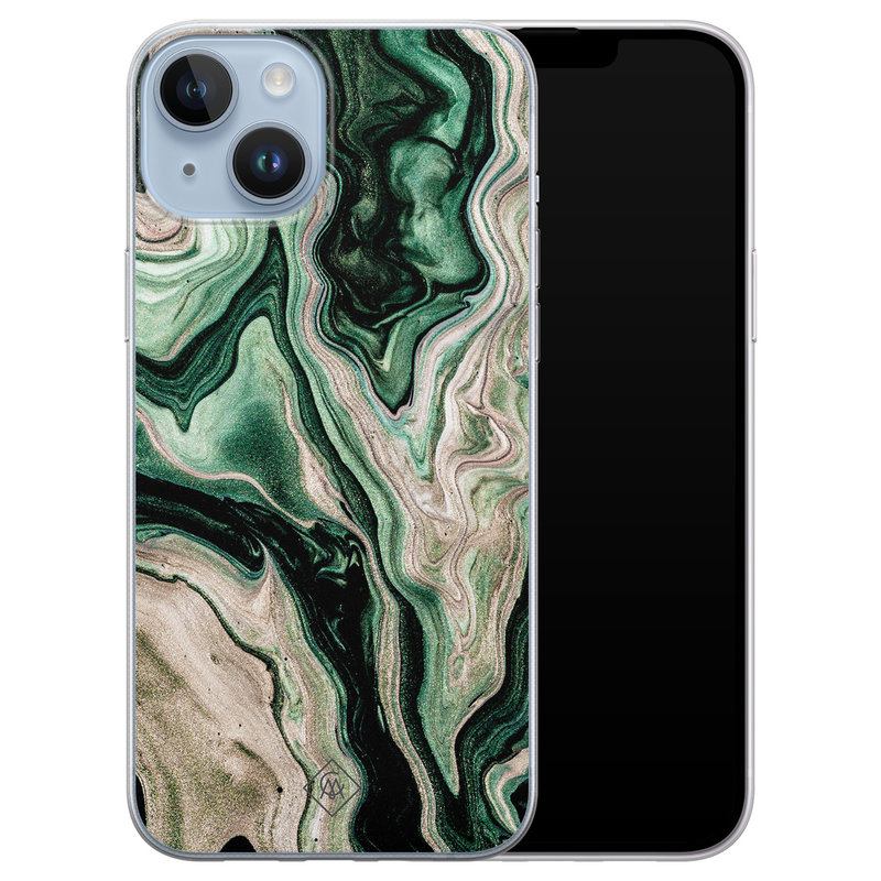 Casimoda iPhone 14 Plus siliconen hoesje - Green waves