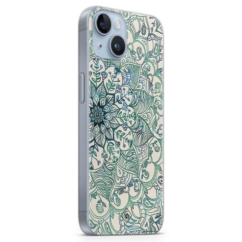 Casimoda iPhone 14 Plus siliconen hoesje - Mandala blauw