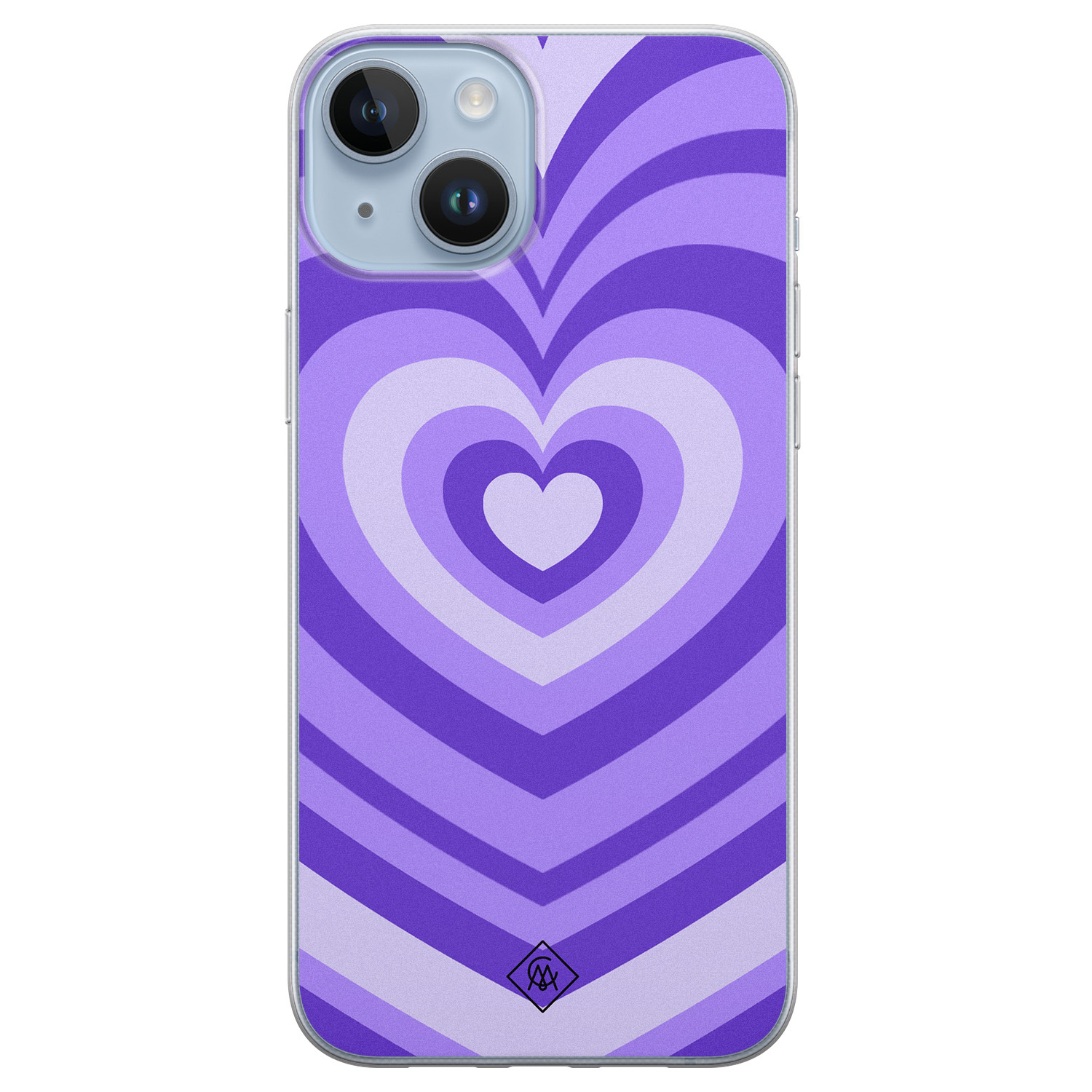 iPhone 14 Plus siliconen hoesje - Hart swirl paars