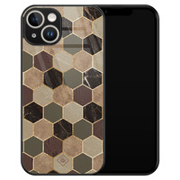 Casimoda iPhone 14 glazen hardcase - Kubus bruin groen