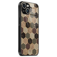 Casimoda iPhone 14 glazen hardcase - Kubus bruin groen