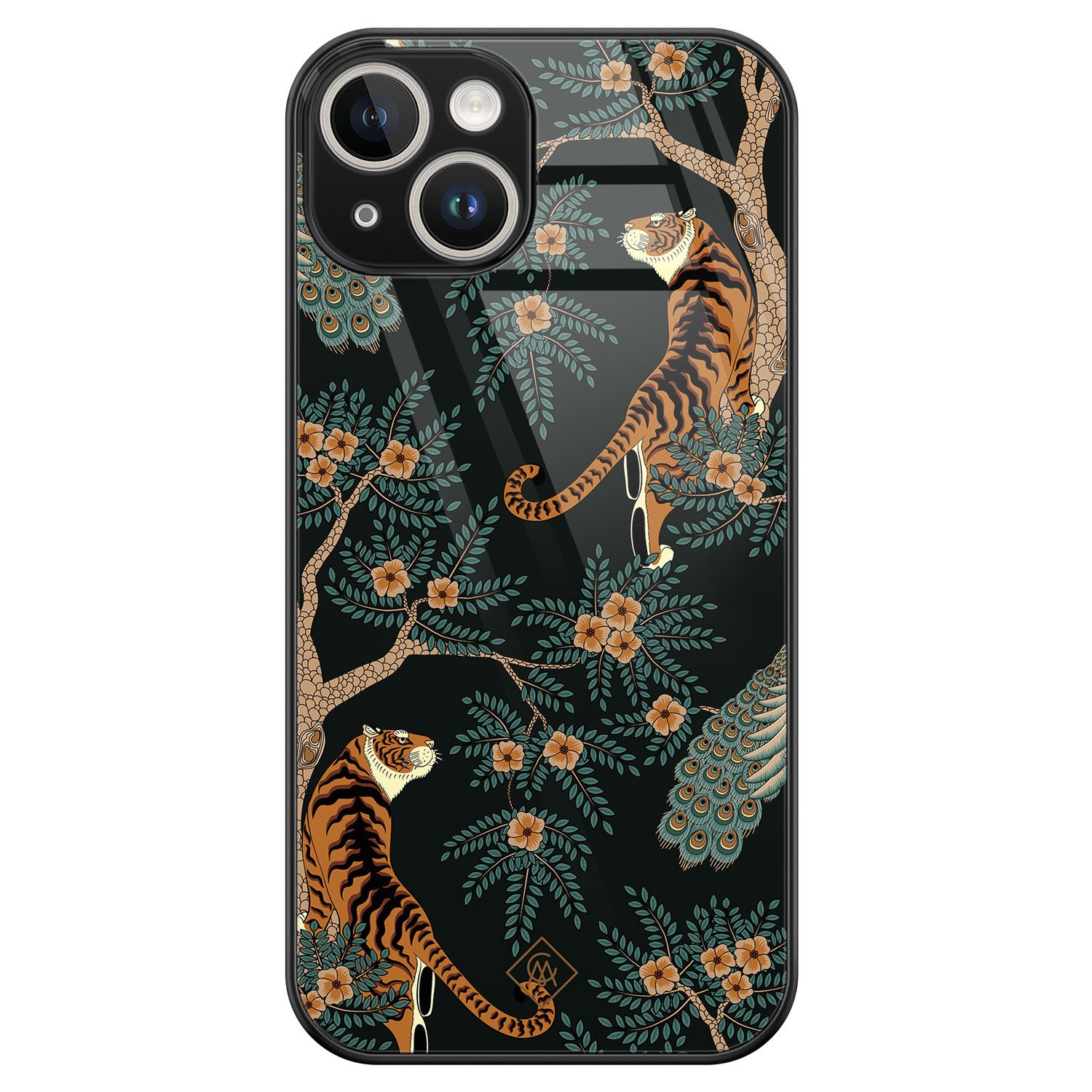 iPhone 14 glazen hardcase - Tijger jungle