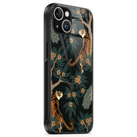 Casimoda iPhone 14 glazen hardcase - Tijger jungle