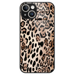 Casimoda iPhone 14 glazen hardcase - Golden wildcat
