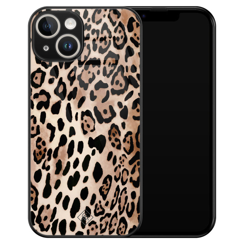 Casimoda iPhone 14 glazen hardcase - Golden wildcat