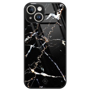 Casimoda iPhone 14 glazen hardcase - Marmer zwart