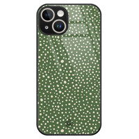 Casimoda iPhone 14 glazen hardcase - Green dots