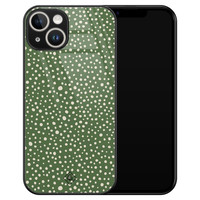 Casimoda iPhone 14 glazen hardcase - Green dots