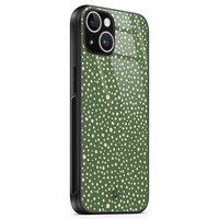 Casimoda iPhone 14 glazen hardcase - Green dots