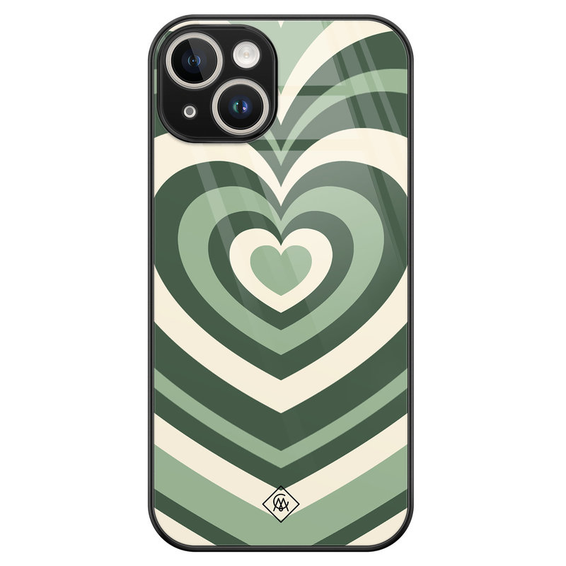 Casimoda iPhone 14 glazen hardcase - Hart swirl groen