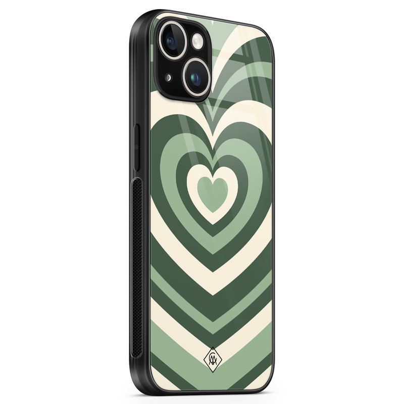 Casimoda iPhone 14 glazen hardcase - Hart swirl groen