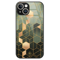 Casimoda iPhone 14 glazen hardcase - Kubus groen