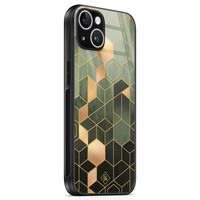 Casimoda iPhone 14 glazen hardcase - Kubus groen