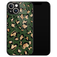 Casimoda iPhone 14 glazen hardcase - Luipaard groen