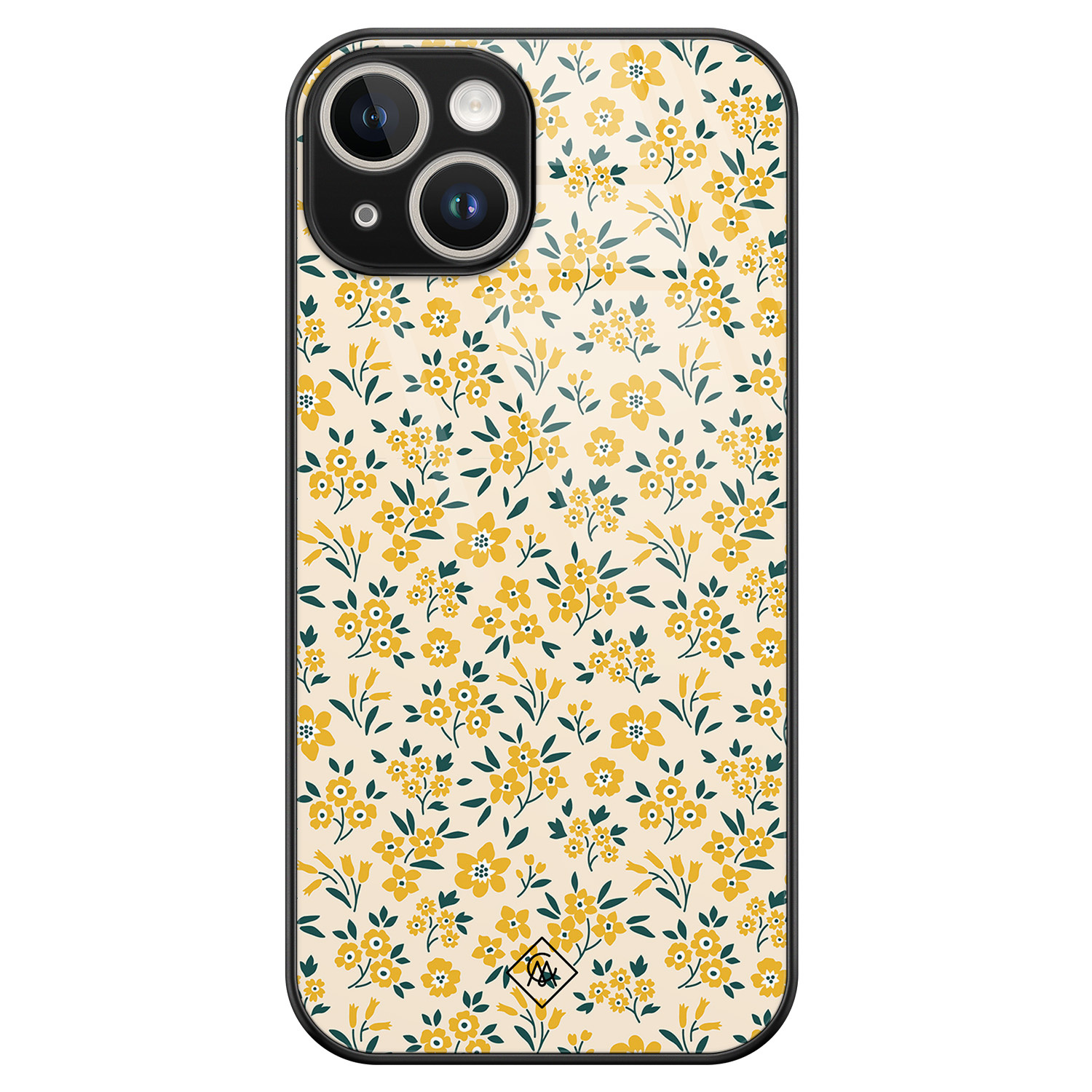 iPhone 14 glazen hardcase - Yellow garden