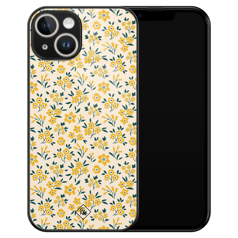 Casimoda iPhone 14 glazen hardcase - Yellow garden