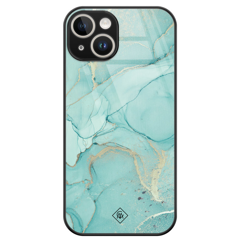 Casimoda iPhone 14 glazen hardcase - Touch of mint