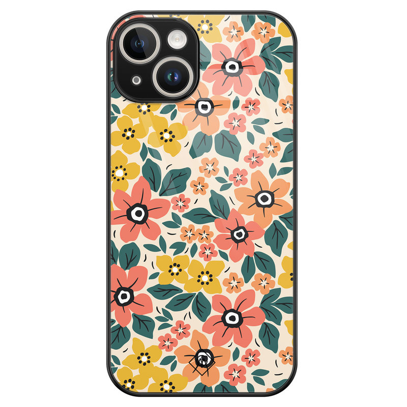 Casimoda iPhone 14 glazen hardcase - Blossom