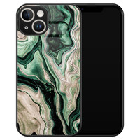 Casimoda iPhone 14 glazen hardcase - Green waves