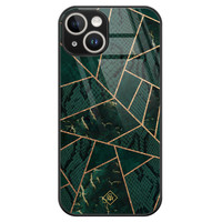 Casimoda iPhone 14 glazen hardcase - Abstract groen