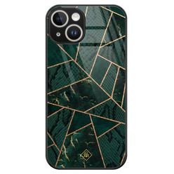 Casimoda iPhone 14 glazen hardcase - Abstract groen