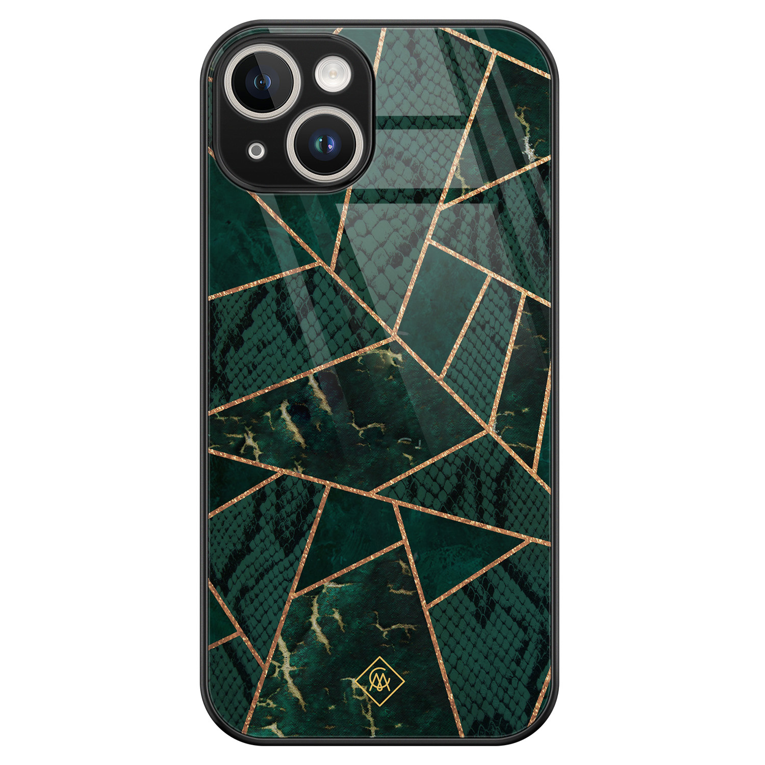 iPhone 14 glazen hardcase - Abstract groen