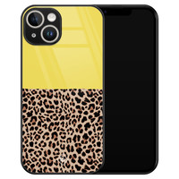 Casimoda iPhone 14 glazen hardcase - Luipaard geel