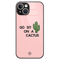 Casimoda iPhone 14 glazen hardcase - Go sit on a cactus