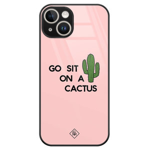 Casimoda iPhone 14 glazen hardcase - Go sit on a cactus