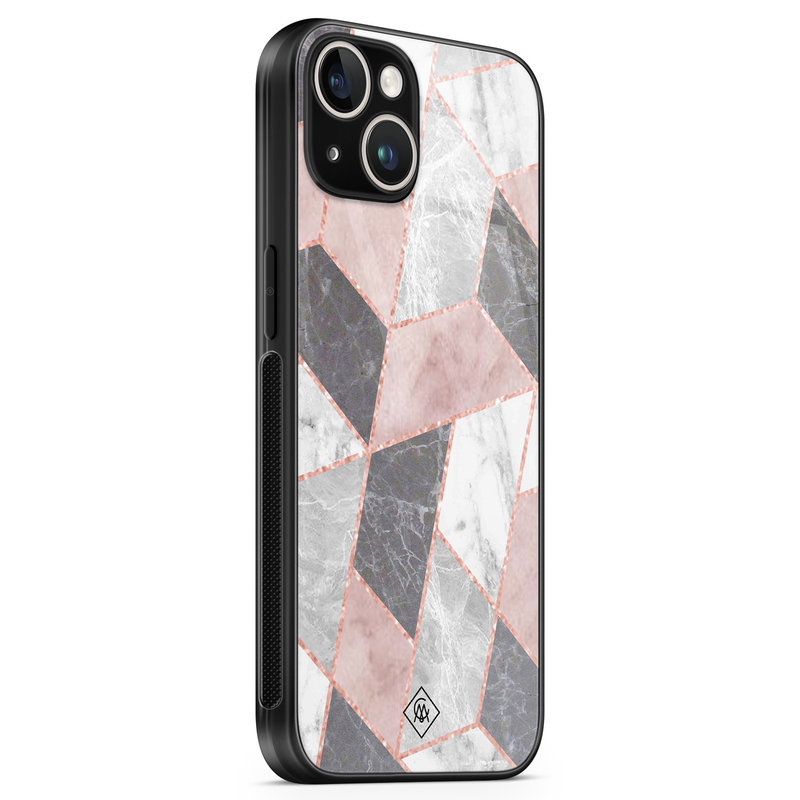 Casimoda iPhone 14 glazen hardcase - Stone grid