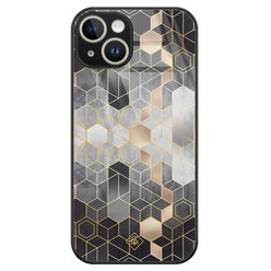 Casimoda iPhone 14 glazen hardcase - Grey cubes